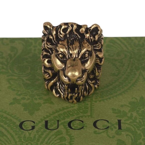 NWT GUCCI Gold Lion Ring Anger Forest 13 IT 6.5 US 100% AUTHENTIC - Picture 1 of 9